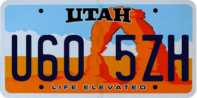 UT license plate U605ZH
