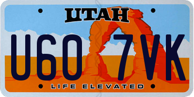 UT license plate U607VK