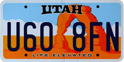 UT license plate U608FN