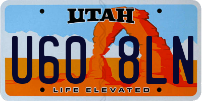 UT license plate U608LN