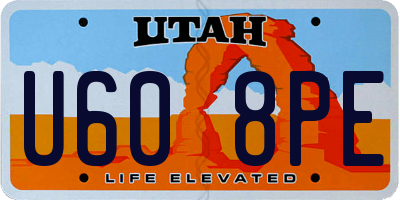 UT license plate U608PE