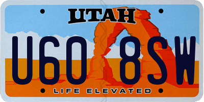 UT license plate U608SW