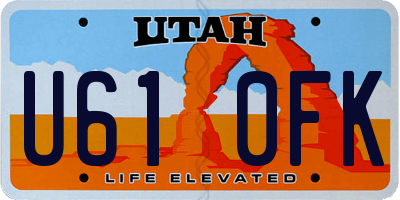 UT license plate U610FK