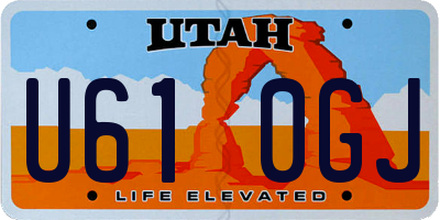 UT license plate U610GJ