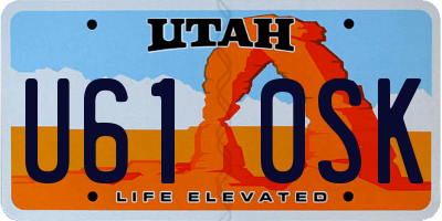 UT license plate U610SK