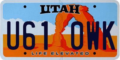 UT license plate U610WK