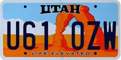 UT license plate U610ZW