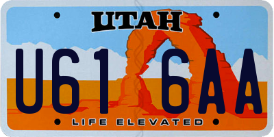 UT license plate U616AA