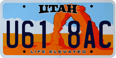 UT license plate U618AC