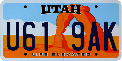 UT license plate U619AK