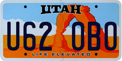 UT license plate U620BO