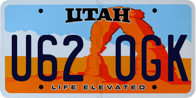 UT license plate U620GK