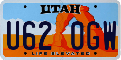 UT license plate U620GW