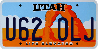 UT license plate U620LJ