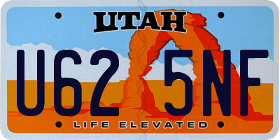 UT license plate U625NF