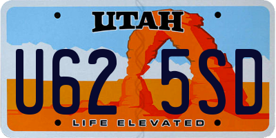 UT license plate U625SD
