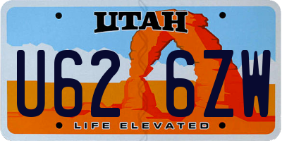 UT license plate U626ZW
