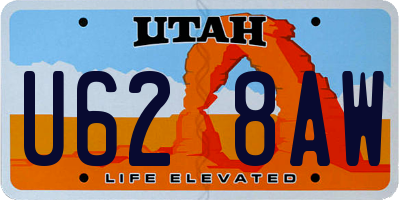 UT license plate U628AW
