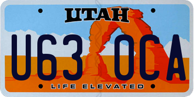 UT license plate U630CA