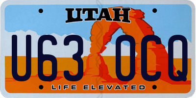 UT license plate U630CQ