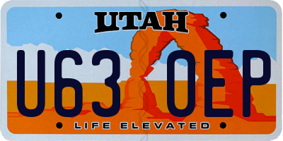 UT license plate U630EP