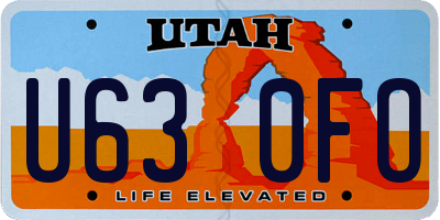 UT license plate U630FO