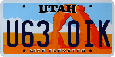 UT license plate U630IK