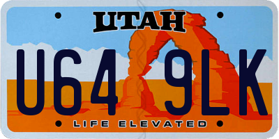 UT license plate U649LK