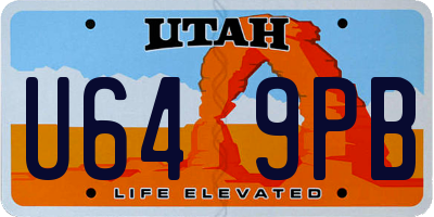 UT license plate U649PB
