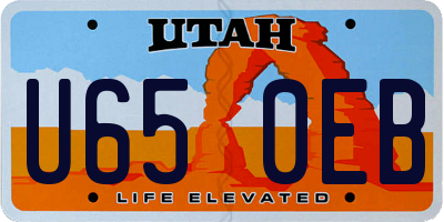 UT license plate U650EB