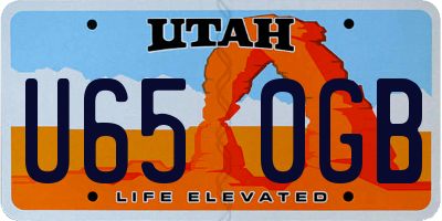 UT license plate U650GB