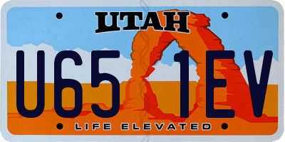 UT license plate U651EV