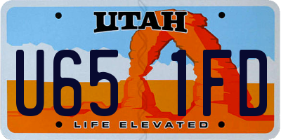 UT license plate U651FD