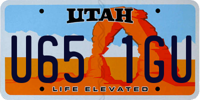 UT license plate U651GU