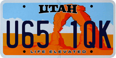 UT license plate U651QK