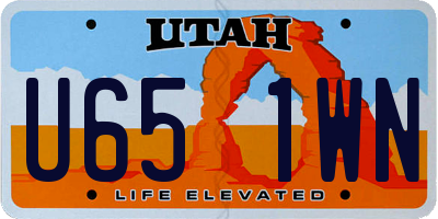 UT license plate U651WN