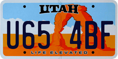 UT license plate U654BF