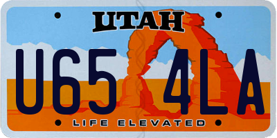 UT license plate U654LA