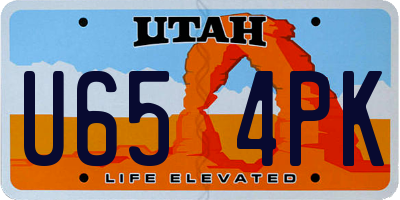 UT license plate U654PK