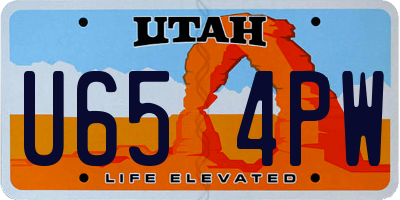 UT license plate U654PW