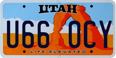 UT license plate U660CY