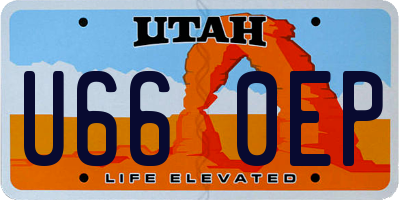 UT license plate U660EP