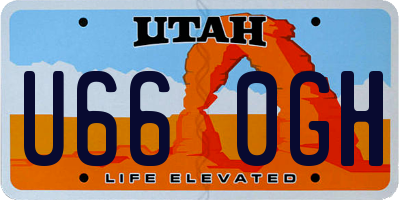 UT license plate U660GH