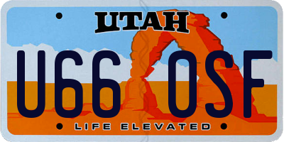 UT license plate U660SF