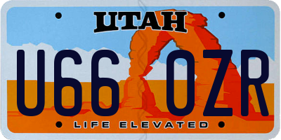 UT license plate U660ZR