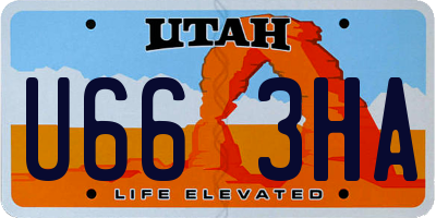 UT license plate U663HA