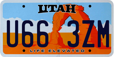 UT license plate U663ZM