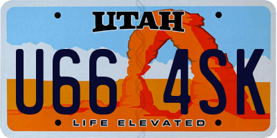 UT license plate U664SK