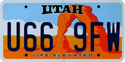 UT license plate U669FW