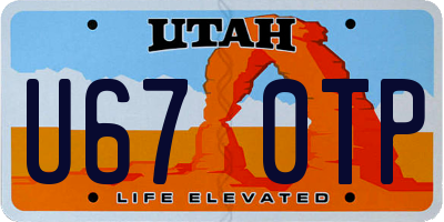 UT license plate U670TP